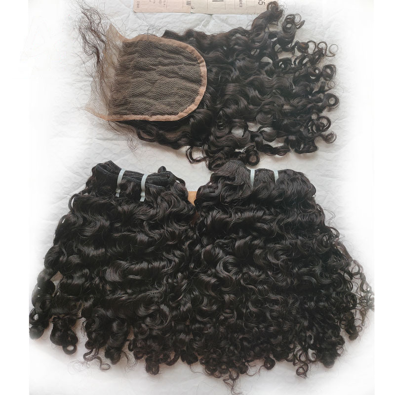 12A Grade Cuticle Aligned Human Virgin Raw Cambodian Curly Hair Bundles 8"-30" With Frontals Closures