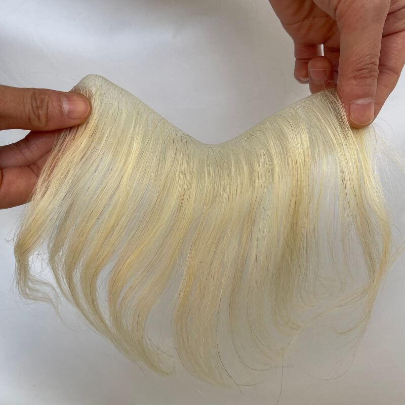 Men's Hair System Naturel Hairline 100% Real Human Hair V Sheap Frontal Toupee Pu Thin Skin Male Replacement 613 Blonde Color