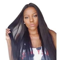 Beauty Light Yaki Straight Full Lace Wig Black Hair 100 Human Hair Wigs Bleached Knots for Women