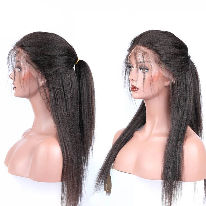 Italian Yaki Straight Glueless Full Lace Human Hair Wigs For Black Women Malaysian Hair Lace Frontal Wig