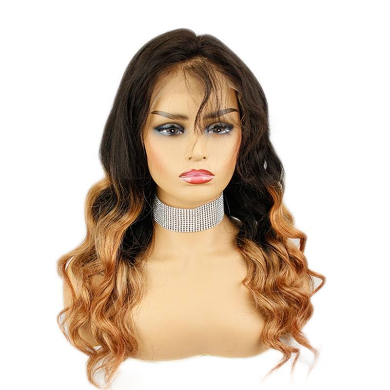 Black Blonde Full Lace 1B 30 Ombre Loose Wave Glueless Lace Front Wig with Baby Hair Pre-Plucked Hairline