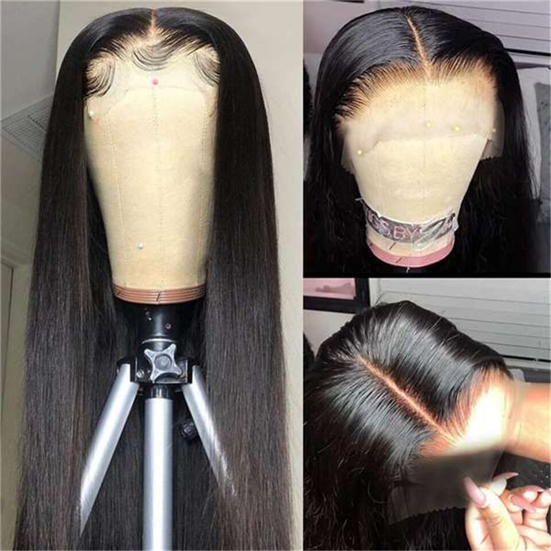 Silk Straight Transparent Lace 13x4 Lace Front Wig Pre Plucked With Baby Remy Hair