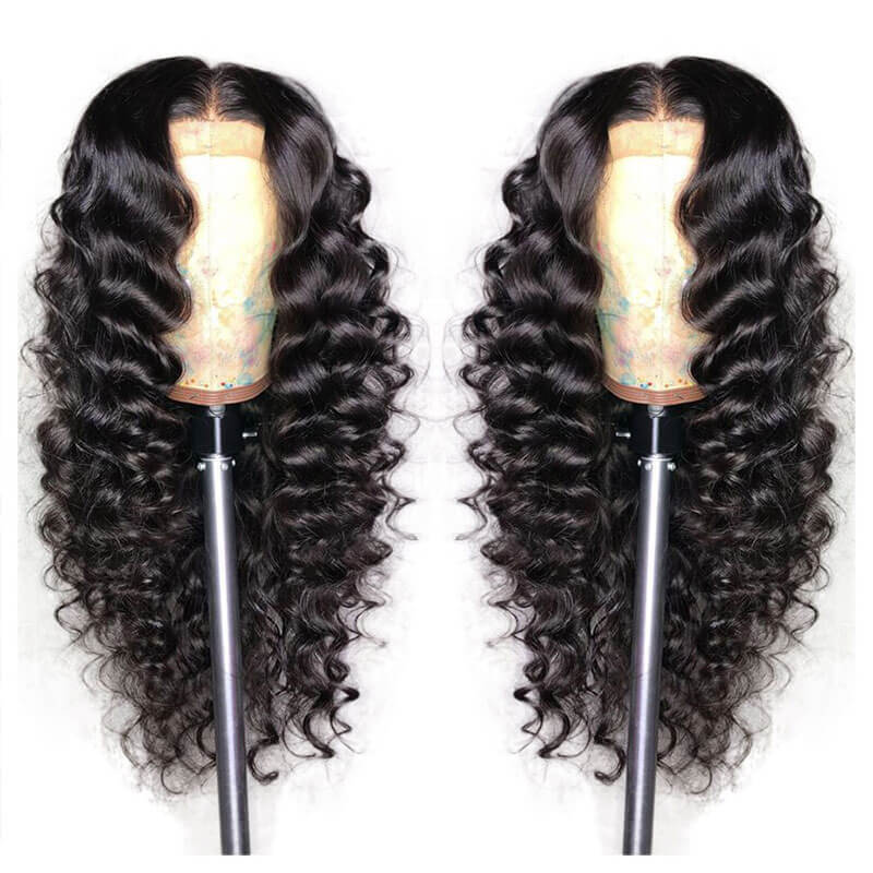 Deep Wave Lace Front Human Hair Wigs For Black Women Pre Plucked Bazilian Remy Hair Bleached Knots with Baby Hair
