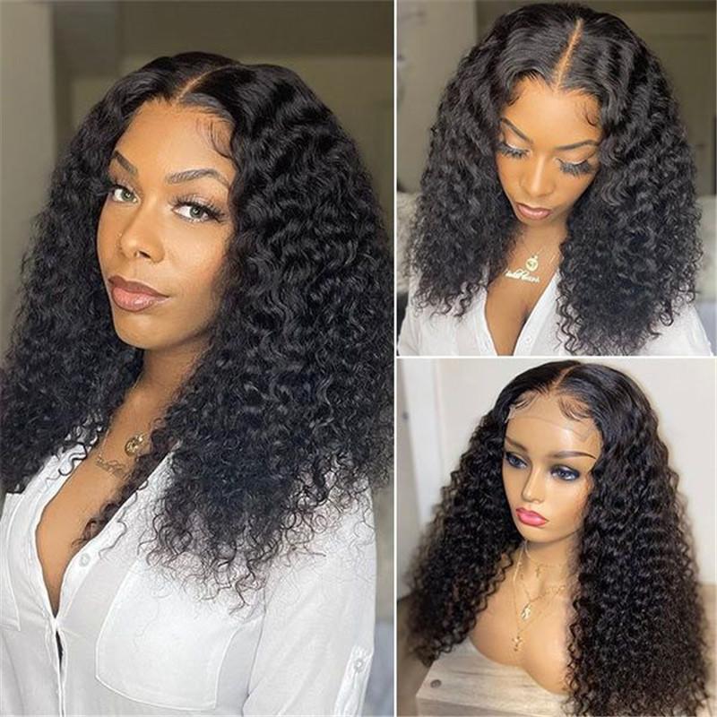 2022 Popular Style HD Transparent Lace Wigs 180% Density 13X6 Lace Front Wig Eseewigs Deep Curly Human Hair Wigs