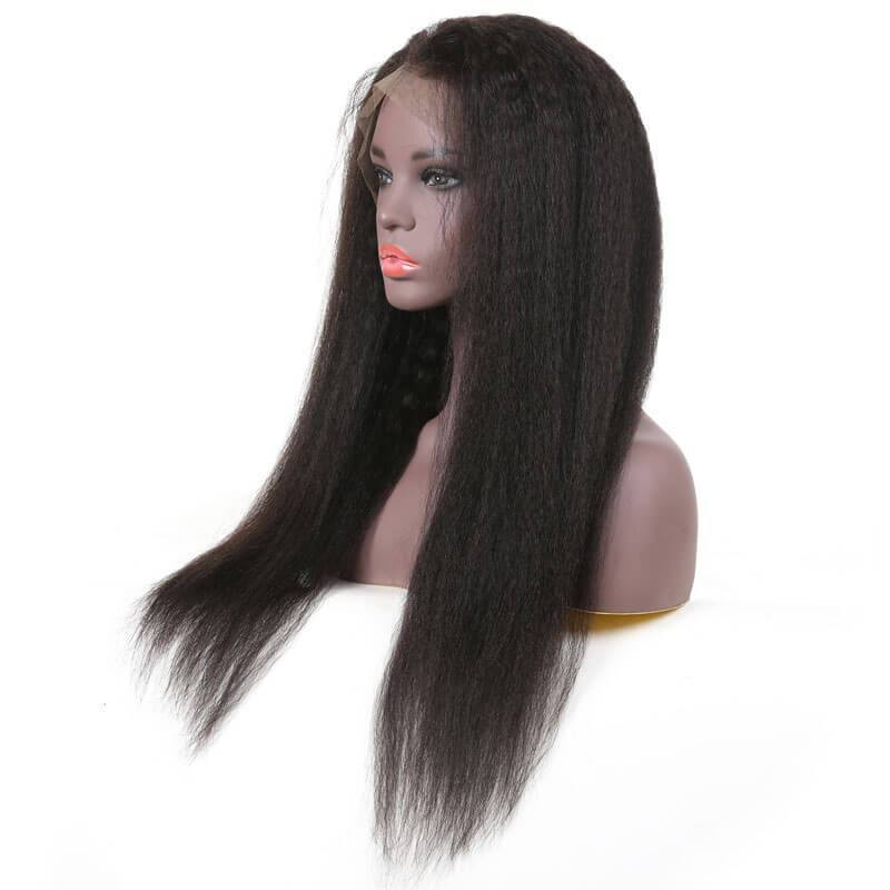 High Quality Lace Frontal Kinky Straight Pre Plucked With Baby Hair 13*4 Remy Human Hair 130% Density Wigs Soft