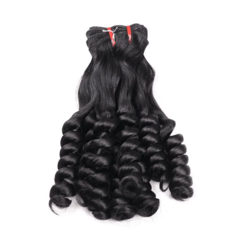 Spring Roll Curl 12A Grade Raw Double Drawn Indian Virgin Human Hair Bundles Sew in Extensions Natural Black Double Weft 100% Natural Cuticle Aligned Unprocessed Hair