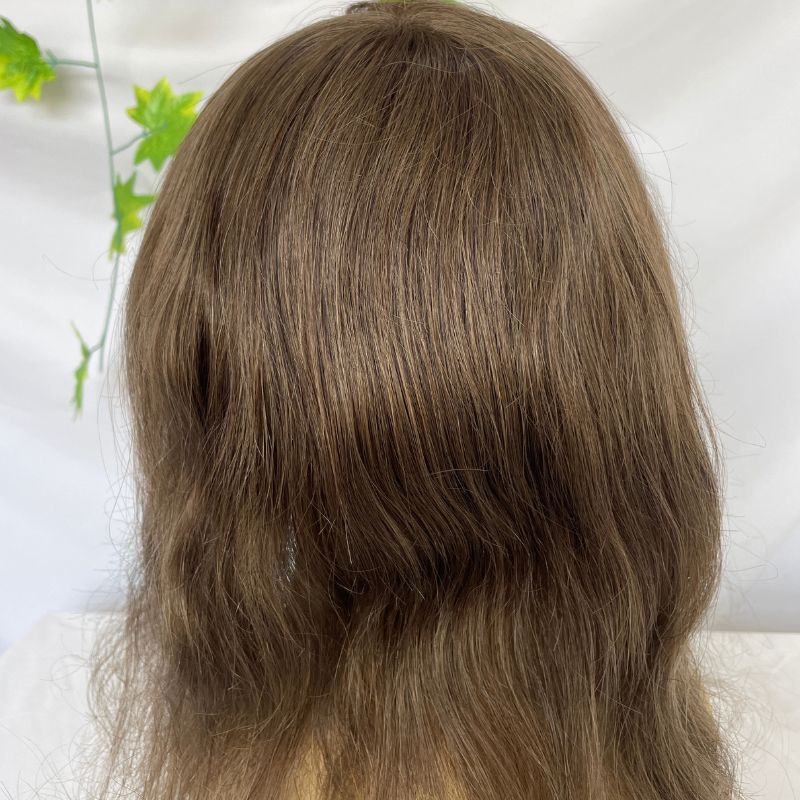 12 Inch Long Toupee for Man Human Hair Light Brown  V-loop Super Skin Base Full PU  European Virgin Human Hair System for Man Hair Wig Natural Toupee #4 Brown Color