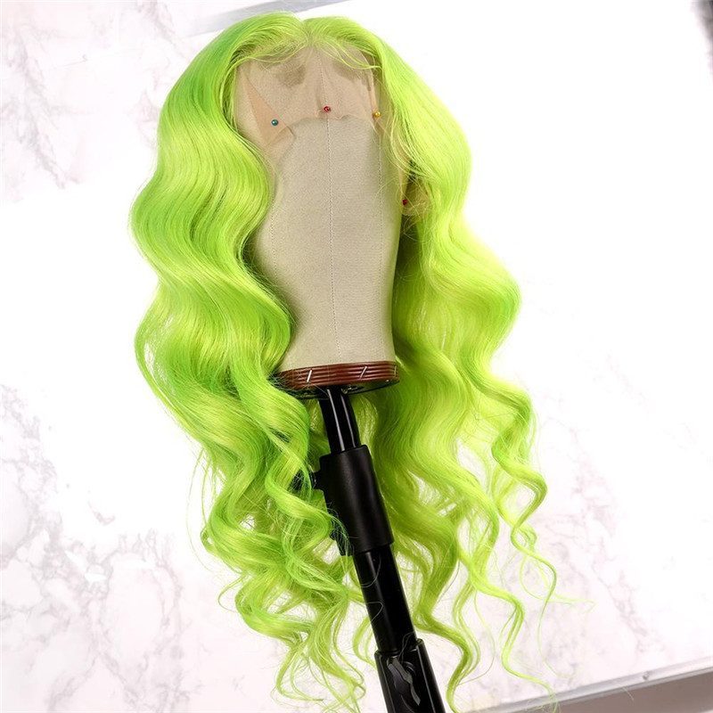 Green Body Wave Virgin Human Hair Green Body Wave Lace Front Wigs for Women