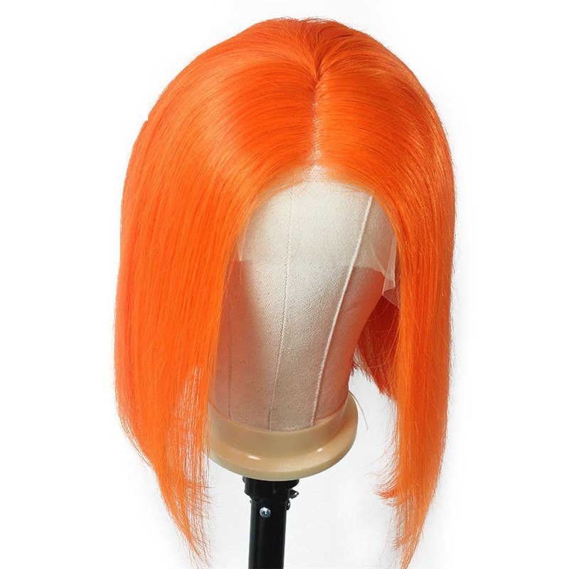 Short Bob Lace Front Wigs Orange Color Bob Wig 13x4 Lace Front Wigs 150% Density BrazilianRemy Human Hair Wigs