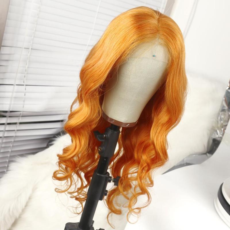 Orange Lace Front 13x4 T Part LaceHuman Hair Ginger Body Wave Wigs for Black Women