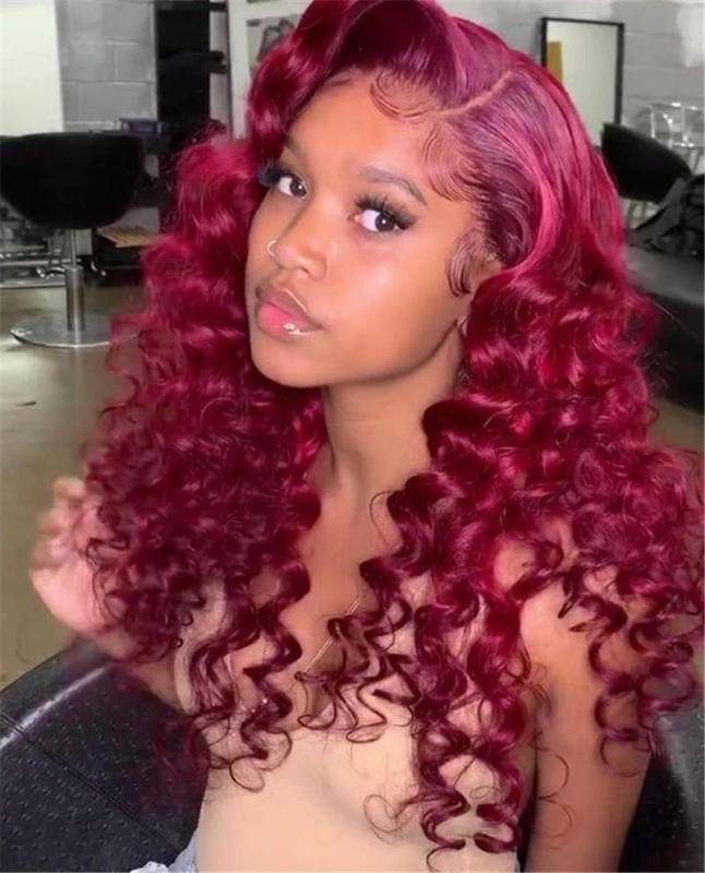 Short Red Curly Human Hair Lace Wigs 100% Virgin Remy Hair With Baby Hair