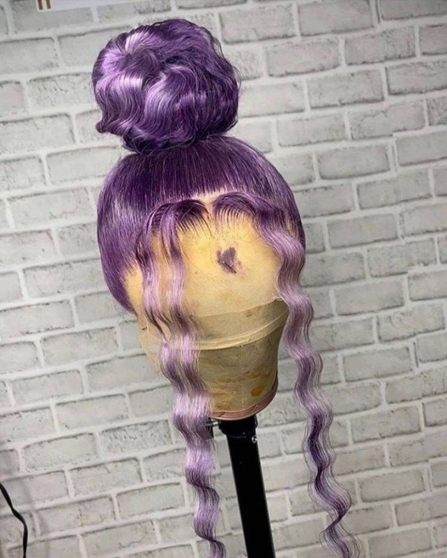 Purple Loose Wave Wavy Human Hair Lace Front Preplucked Loose Wave Lace Frontal Virgin Human HairWig