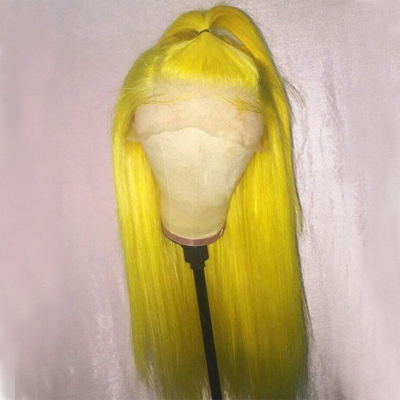 13x4 Pre Plucked Yellow Lace Human Hair Wigs With Baby Hair Pre plucked Yellow Ombre Lace Wig 150% Density