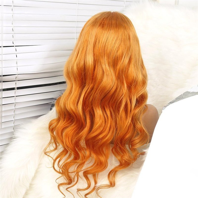 Orange Lace Front 13x4 T Part LaceHuman Hair Ginger Body Wave Wigs for Black Women