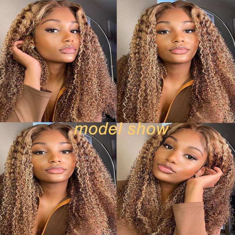 Highlight Wig Human Hair P4/27 13x4 Lace Frontal Wigs 180 Density T Part Brazilian Straight Colored Lace Front Human Hair Wigs
