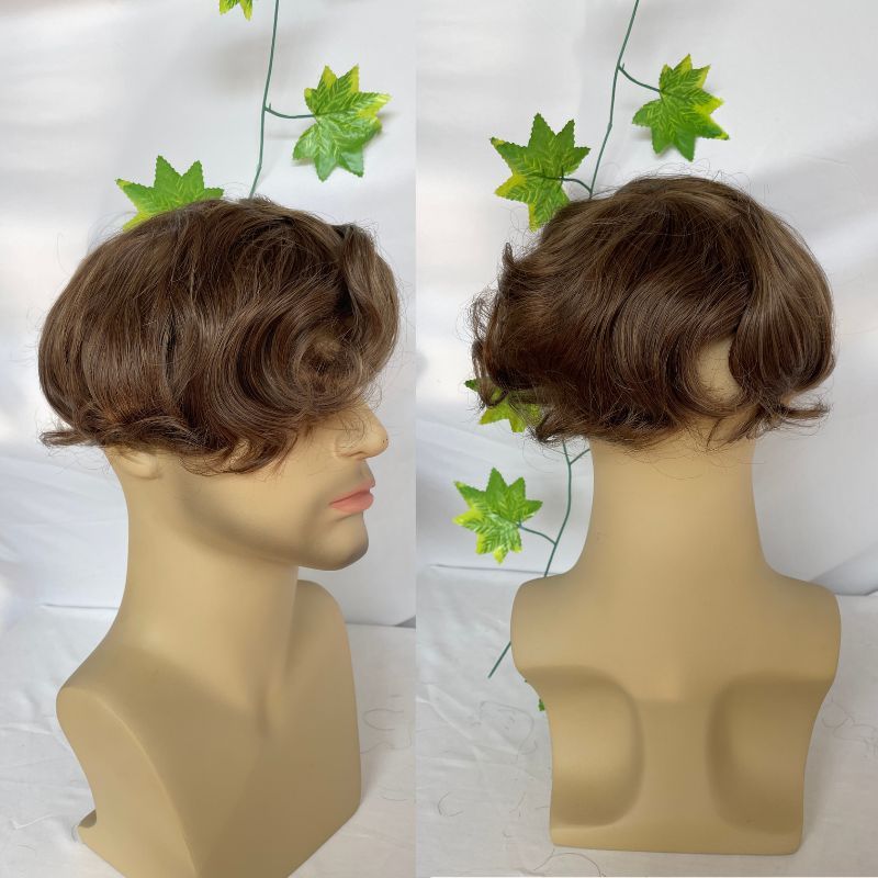 Full PU Man Hair  0.02-0.03mm Ultra Thin Skin PU Base Men Toupee Remy 100% Human Hair System Brown 7 Color