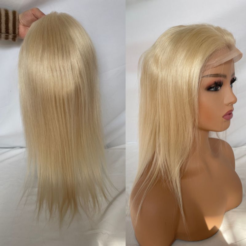 12 Inch Long Q6 Toupee for Men and Women European  613# Blonde Virgin Human Hair V-loop Hair System Hair Prothesis Men and Women Wig
