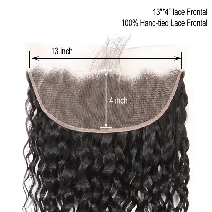Best 13x4 Lace Frontal 100% Human Hair Water Wave Lace Frontal Closure with Baby Hair Pre-plucked Lace Frontal for Sale Installation Natural Color