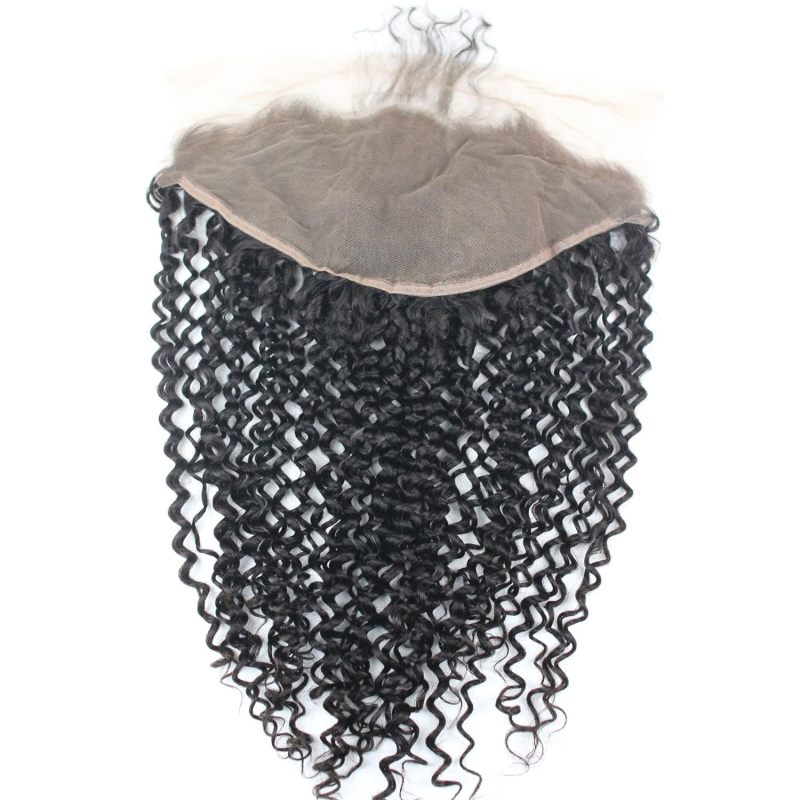 13X6 HD Transparent Lace Frontal Closure Human Hair Indian Virgin Hair Kinky Curly Natural Color Density 130% In Stock