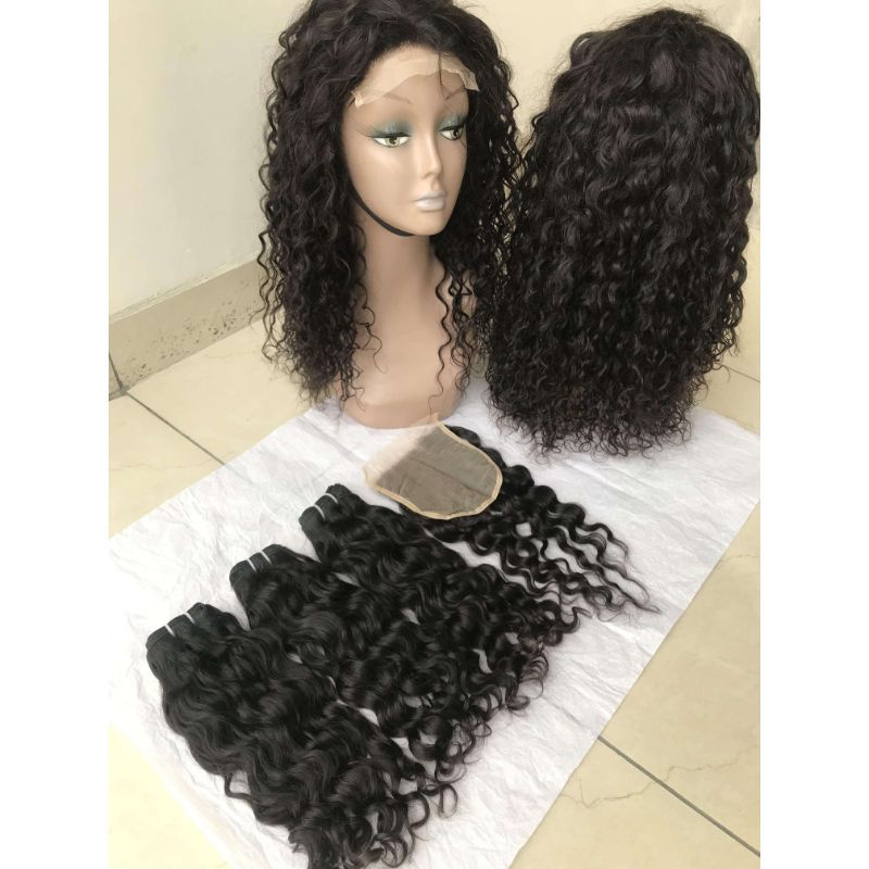 2024 12A 100% Raw Virgin Burmese Water Wave  Hair Weaves  Bundles 8"-30" Natural Color with Hd Lace Closure  For Black Women