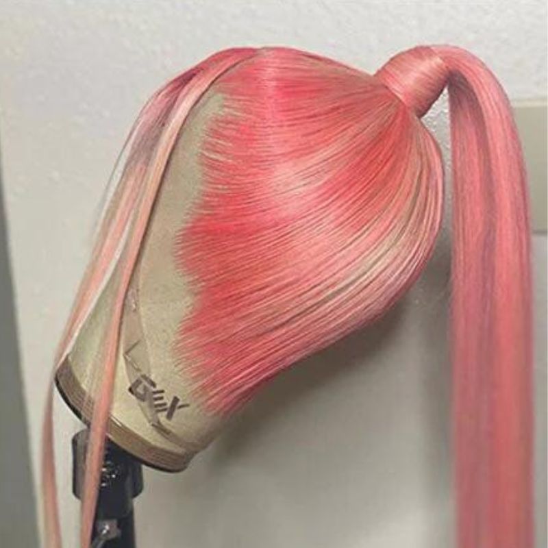 Peruvian Hair Blonde Hair With Pink Highlights Wigs 100% Human Hair Ombre Color Lace Front Wig