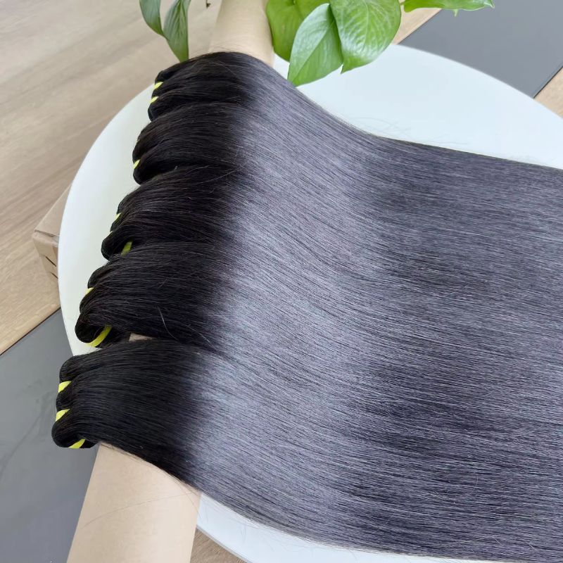 Straight 12A Grade Raw Double Drawn Indian Virgin Human Hair Bundles Sew in Extensions Natural Black Double Weft 100% Natural Cuticle Aligned Unprocessed Hair