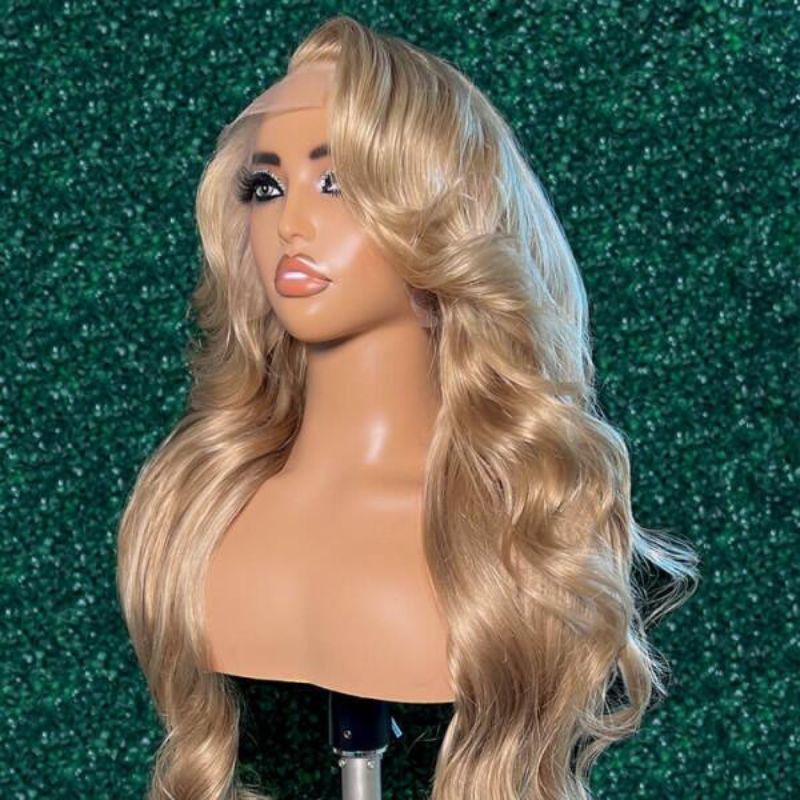 100%  Human Hair Wigs European Hair White Gold Body Wave Grey Color  Lace Front Wigs Pre Plucked with Baby Hair  For Black Woman