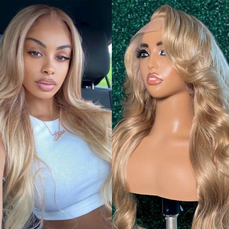 Transparent HD Lace Ombre Champagne Blonde Hair Color Body Wave Lace Front Wigs Human Hair Wigs 13x4 Lace Front Wigs