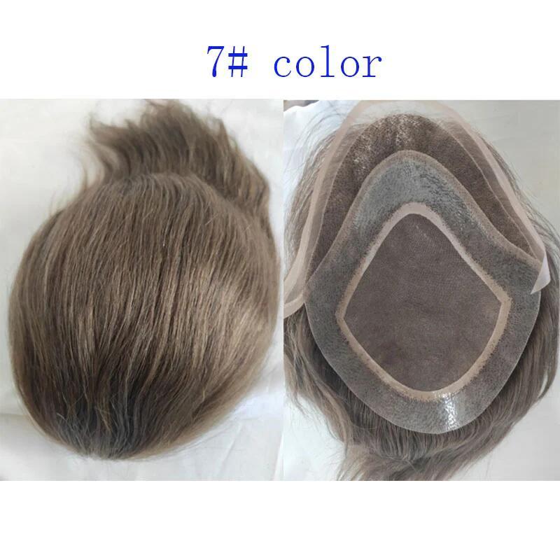 Eseewigs  Mono PU Base with Frontal Swiss Lace Net Toupee for Men Men's Hairpiece Human Hair Toupee Wig Super Thin Skin Hair Replacement (#21 Ash Blonde) 10&quot;x8&quot;