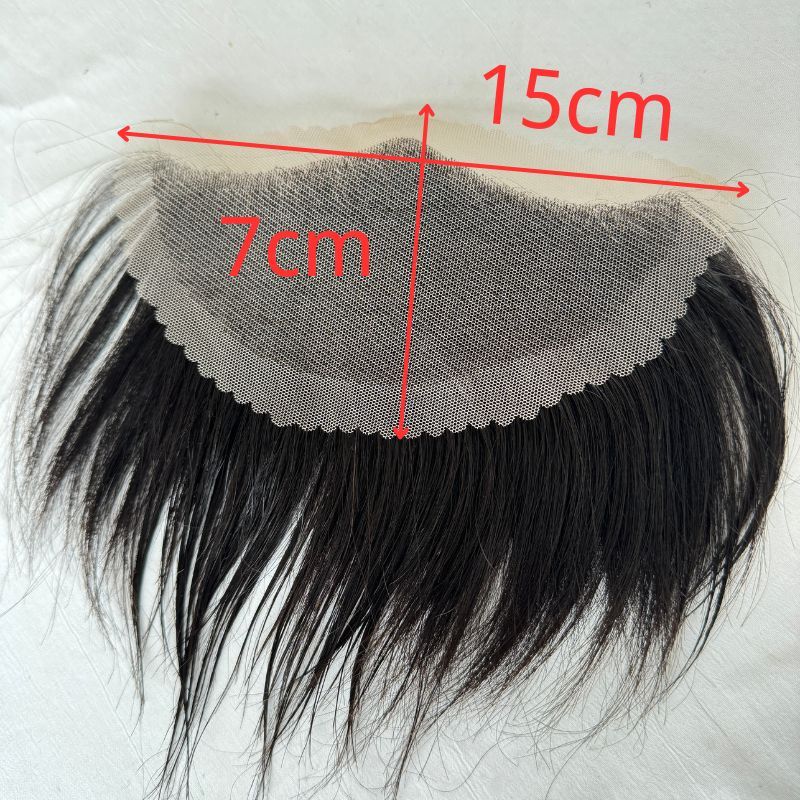 15x7 cm  Men's Full French Lace Human Hair Hairline 100% Real Human Hair Lace Frontal Toupee Hairline Male Replacement Hair Patch