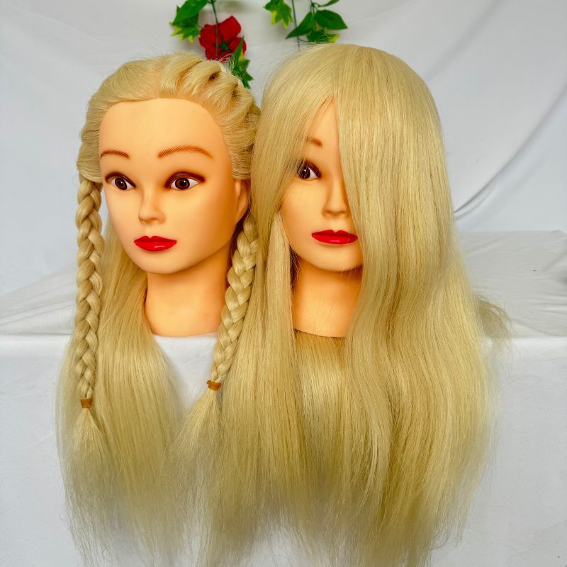 Female Mannequin Head with 613 Blonde Hair 60% Real Human 20inch Long Hair Doll Mannequin Head For Practicing Braiding Hair  Manikin Head Wigs Practice Head Model
