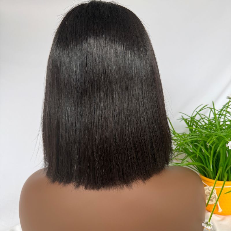 2x6 Lace Bob Wigs Straight 200% Density 12 Inch Short Bob Wig Lace 12A Top Grade Human Hair Wigs Natural Color
