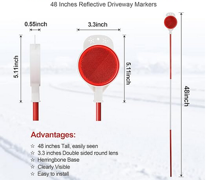 Driveway Reflectors Markers for Snow Plowing, 36-48"