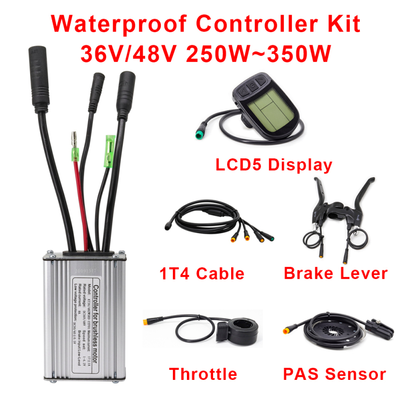 Ebike Controller 22A Waterproof for 500W Hub Motor Kit with KT Display LCD4 LCD5 and Electric Bike Controller 36v 48V
