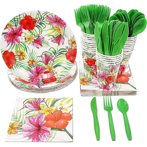 168pcs Flower Party Paper Napkins Plates Cups Kits Party Tableware Event &amp; Party Supplies 24 guests