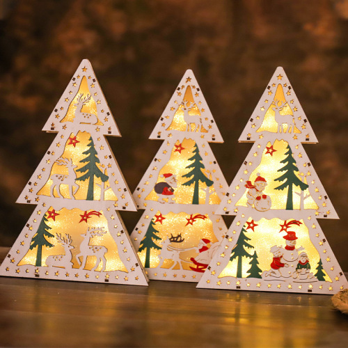 High Quality Christmas Wooden House Decorations Colored Small House Pendants Cheap Christmas Tree Wooden House Pendants