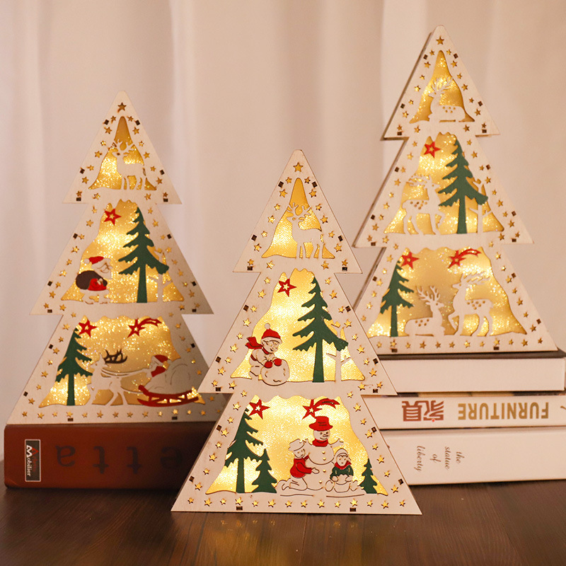 High Quality Christmas Wooden House Decorations Colored Small House Pendants Cheap Christmas Tree Wooden House Pendants