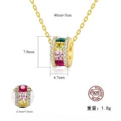 925 sterling silver pendant with colourful zirconia necklace with simple and fashionable small waist collarbone chain