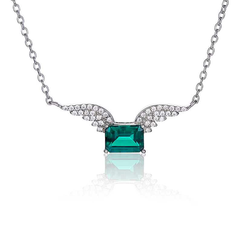 women's necklace 925 sterling silver 0.9CT to cultivate emerald necklace pendant fashion advanced jewelry
