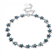 Real 925 Silver Bracelet Star Shape Crystal Bracelets Romantic Jewelry For Women Festival Party Wedding Anniversary Gift