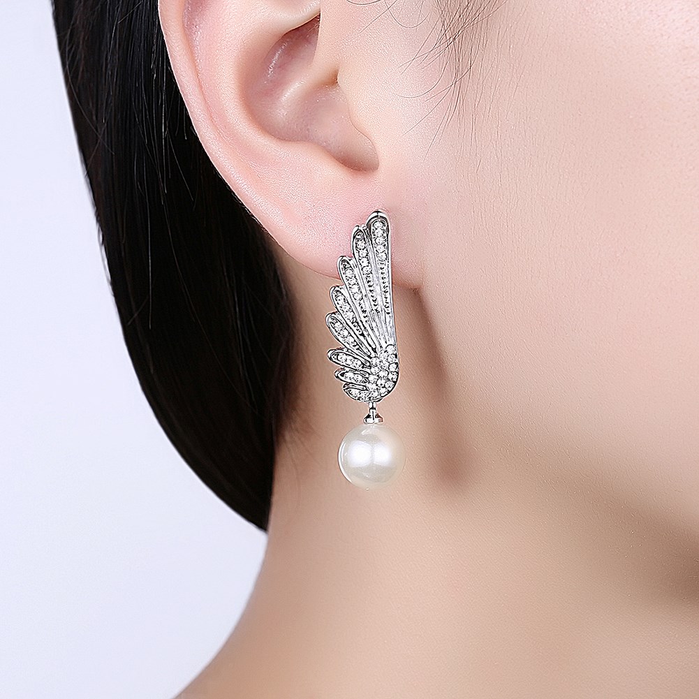 new women's earrings 18K tricolor round pearl earrings tassel earrings fashion party Valentine's Day gift jewelry