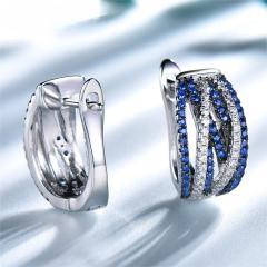 Sterling Silver 925 Jewelry Sapphire Clip Earrings for Women Party Wedding Gift 925 Sterling Silver Earrings Fine Jewelry