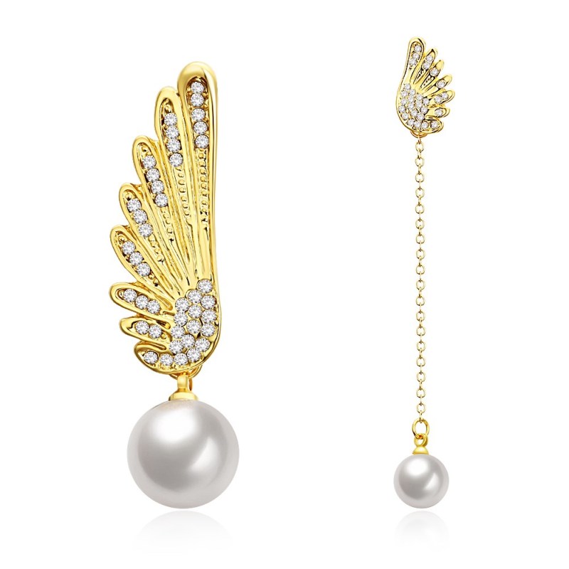 new women's earrings 18K tricolor round pearl earrings tassel earrings fashion party Valentine's Day gift jewelry