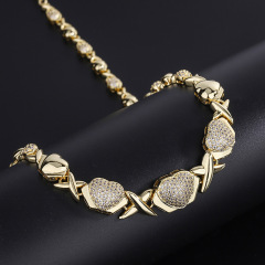 Elegant Luxury Gold Plated Cubic Zirconia Stone Pave Setting Exquisite Necklace Bracelet Jewelry Set Charm Ladies Girls Jewelry Fashion Accessory Set Gifts