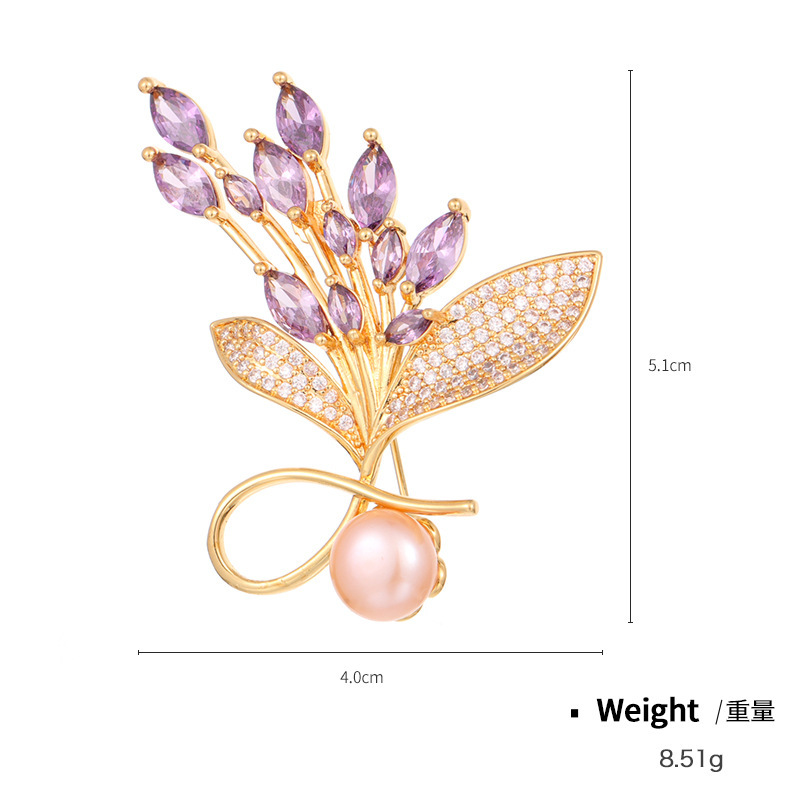 Luxury Rhinestone Flower Natural Pearl Cubic Zircon Stone Setting Brooch Collar Pins For Suit Shining Women Men's Party Brooches Jewelry
