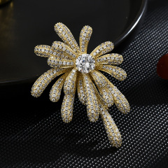 Luxury Rhinestone Romantic Fireworks Cubic Zircon Stone Pave Setting Brooch Collar Pins For Suit Shining Women Party Brooches Jewelry