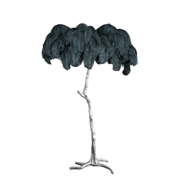 Ostrich Feather Brass Floor Lamp