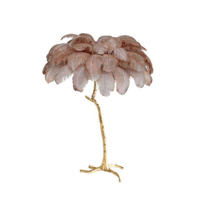 Ostrich Feather Brass Floor Lamp