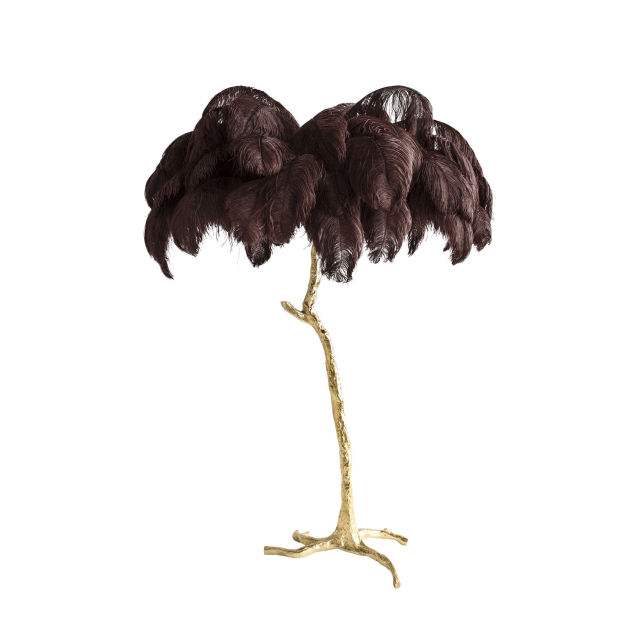 Ostrich Feather Brass Floor Lamp