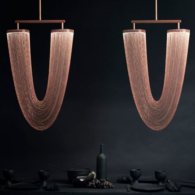 Chandelier In Aged Copper with Copper Chains